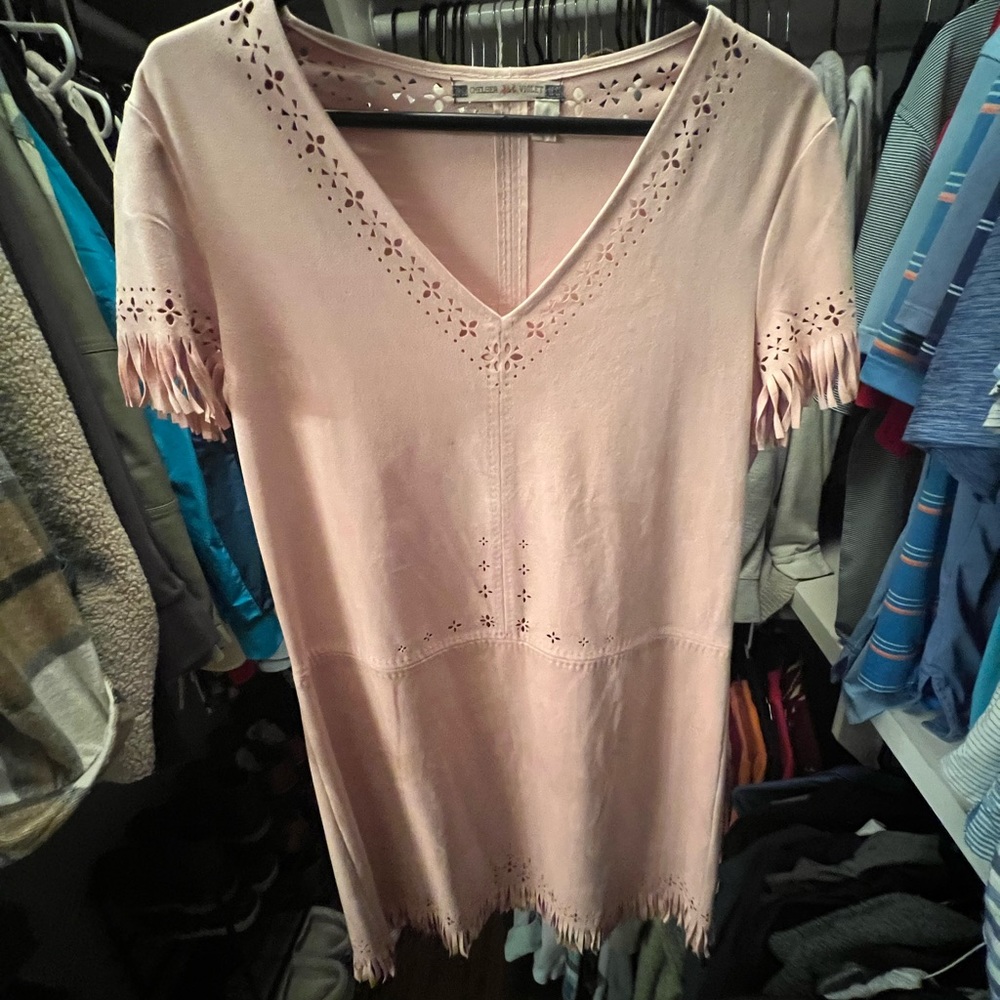 Suede fringe mini dress